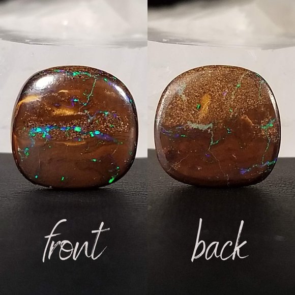 Australian Koroit Opal * sparkly boulder opal cab * 13.39 x 13.02 x 3.87mm - Picture 4 of 14
